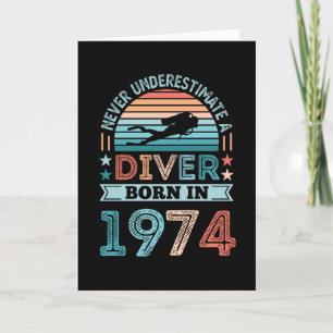 Carte Plongeur né 1974 50e Anniversaire Diving Gift Fan