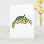 Carte Plongeur Tortue Snorkeling (Fleur jaune)