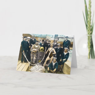 Carte Plongeur vintage de masque de l'exposition 1891