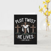 Carte Plot Twist He Lives Cross Funny Christian Easter D (Fleur jaune)