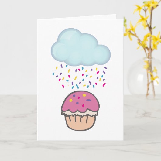Carte Pluies sur Cupcake (Fleur jaune)