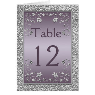 Carte Plum and Pewer Floral Table Card