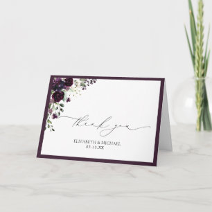 Carte Plum Purple Aquarelle Florale Mariage photo Merci
