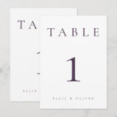 Carte Plum Purple Mariage/Événement II Numéro de tableau (Devant / Derrière)