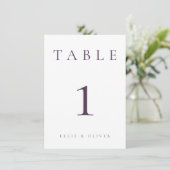 Carte Plum Purple Mariage/Événement II Numéro de tableau (Debout devant)