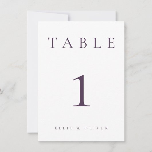 Carte Plum Purple Mariage/Événement II Numéro de tableau (Devant)