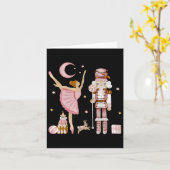 Carte Plum rose rétro Fairy Nutcracker Noël C (Fleur jaune)