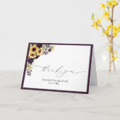 Carte Plum violet Mariage de tournesol Thankyou (Fleur jaune)