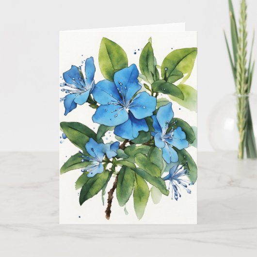 Carte Plumbago Auriculata - Watercolor flowers (Devant)