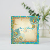 Carte plume de paon PixDezines/aqua/turquoise (Debout devant)