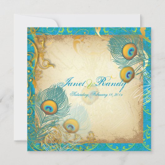 Carte plume de paon PixDezines/aqua/turquoise (Devant)