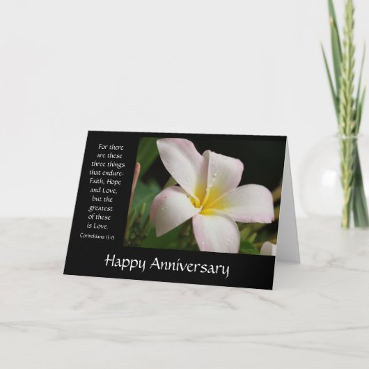 Carte Plumeria floral d'anniversaire avec le vers au (Devant)