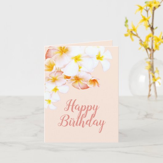 Carte Plumeria hawaïenne Frangipani Joyeux anniversaire (Fleur jaune)