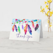 Carte Plumes Boho personnalisées (Fleur jaune)