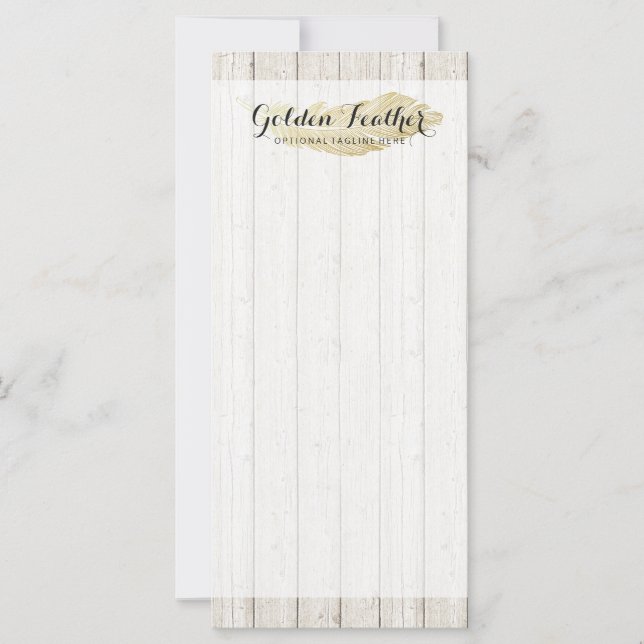 Carte Plumes de Bohême d'or sur planches de Bois Rustiqu (Devant)