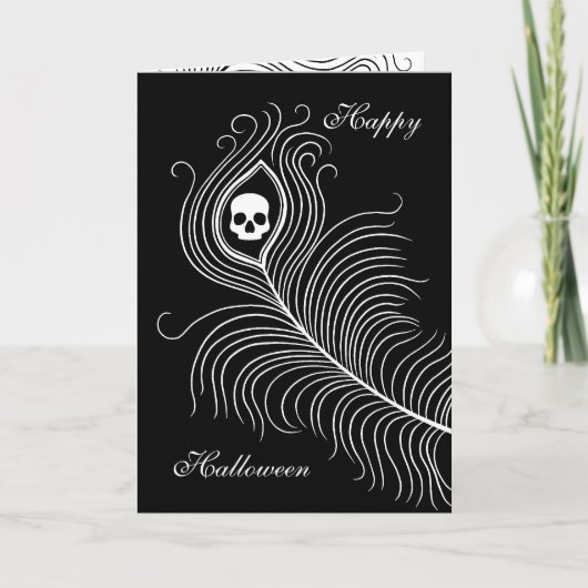 Carte Plumes de paon d'Halloween (Devant)