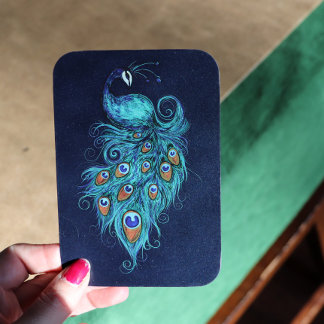 Carte Plumes de paon Peacocks Turquoises