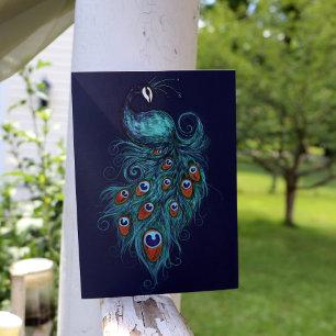 Carte Plumes de paon Peacocks Turquoises