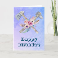 Plumes de Tomahawk et Fleurs Joyeux Anniversaire
