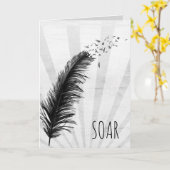 Carte plumes et oiseaux noirs Graduation (Fleur jaune)