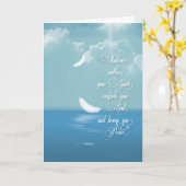 Carte plumes flottantes au-dessus de l'océan pour la com (Fleur jaune)