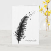 Carte plumes noires aux oiseaux sympathie (Fleur jaune)