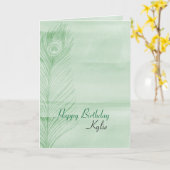 Carte Plumes Peacock Mint (Fleur jaune)