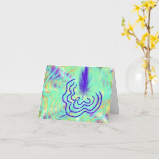 Carte Plumes violettes Vague d'art prophétique moderne M (Fleur jaune)