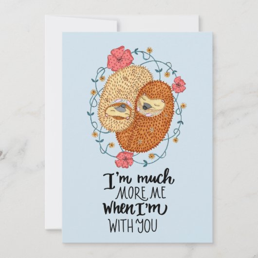 Carte Plus de moi mignonne avec vous Hedgehog Couple (Devant)