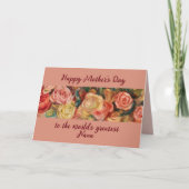 Carte 'Plus grande maman' Fleurs de roses personnalisées (Devant)