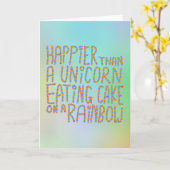 Carte Plus heureuse qu'une licorne mangeant le gâteau (Fleur jaune)