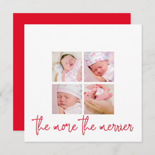 Carte Plus Le Merrier 4 Photo Holiday Naissance Nouveau
