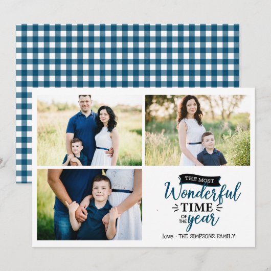 Carte Plus merveilleux temps Blue Holiday photo collage (Devant / Derrière)