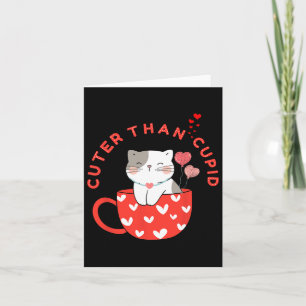 Carte Plus mignon que Cupidon Kawaii Chat Dans Tasse Fou