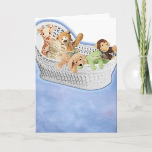 Carte Plush toys in moses basket (Devant)