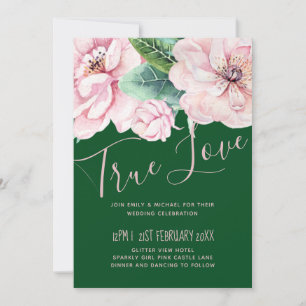 Carte Plutôt rose Floral Vert Feuille Budget Mariage