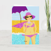 Carte Pneuka rose point bikini plage anniversaire fille (Dos)