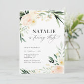 Carte Poche aquarelle florale 30e anniversaire fête (Debout devant)