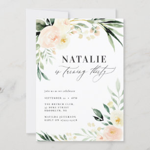 Carte Poche aquarelle florale 30e anniversaire fête