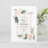 Carte Poche et crème feuille d'aquarelle + mariage du fe (Debout devant)