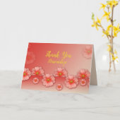 Carte Poche & Fleurs roses Merci Personnaliser (Fleur jaune)