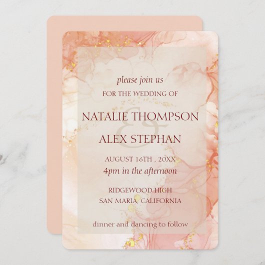 Carte Poche Gold Marbre Effet Monogramme Mariage élégant (Devant / Derrière)