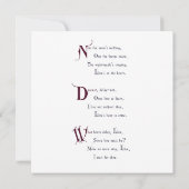 Carte Poem d'Amour Médiéval (Dos)