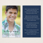 Carte Poem En Mémoire Amoureuse (Devant & derrière)