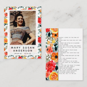 Carte Poem En Mémoire Amoureuse Florale Photo