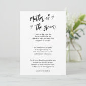 Carte Poem Pour Mère du coeur du marié (Debout devant)