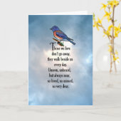 Carte Poème "ainsi aimé" d'oiseau bleu (Fleur jaune)