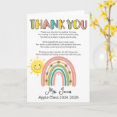 Carte poème arc-en-ciel de l'enseignant salutations de f (Fleur jaune)