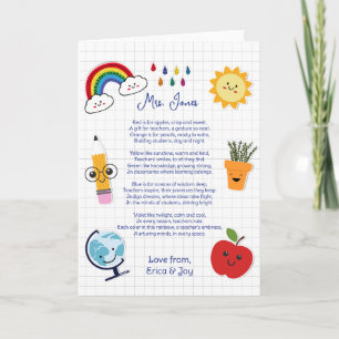 Carte poème arc-en-ciel nuage de remerciement pour l'ens