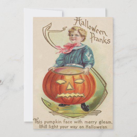 Carte Poème Citrouille de Boy Jack-o'-lantern (Devant)